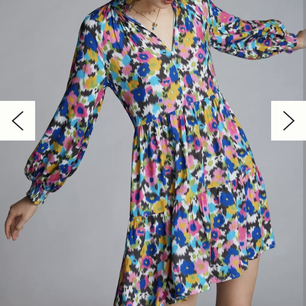 Nwt Ranna Gill flower 🌺 dress. Sz SP  Anthropology long sleeve summer dress